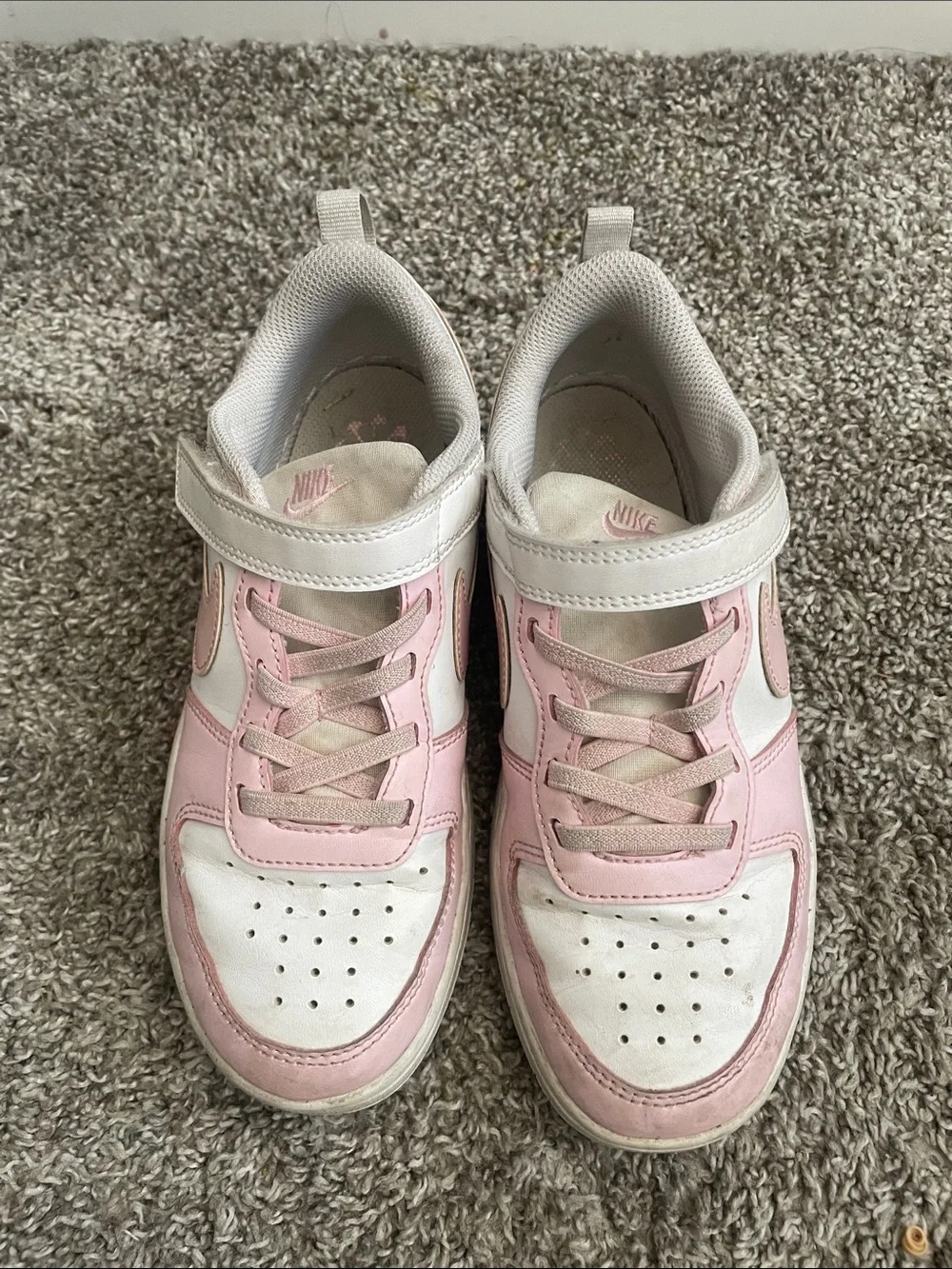 Kids Pink and White Nike Sneakers -Used